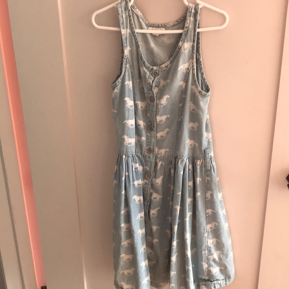 Blue and white kids horse dress from pumpkin patch